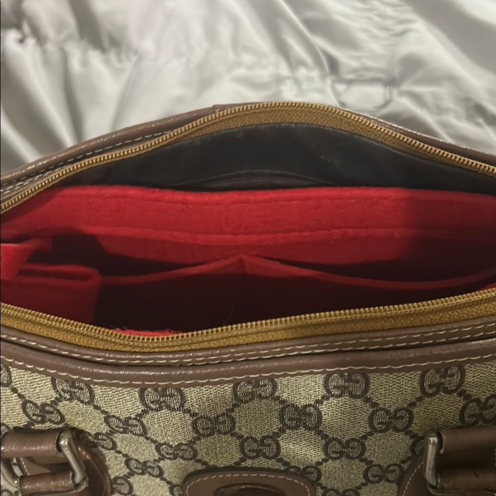 Gucci Beige and Brown Satchel with Red and Green Stripe - Picture 3 of 7